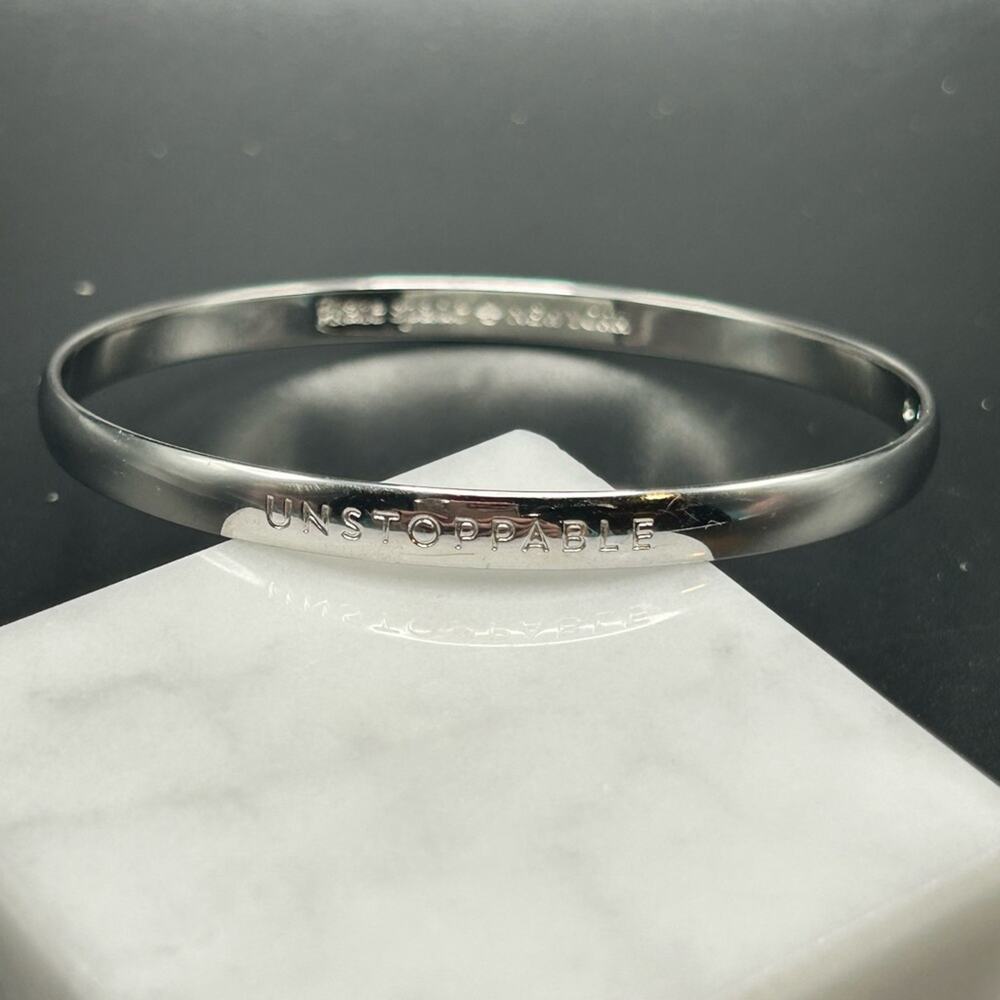 Kate Spade Unstoppable Silver tone Bangle bracelet #H16 Size 8
